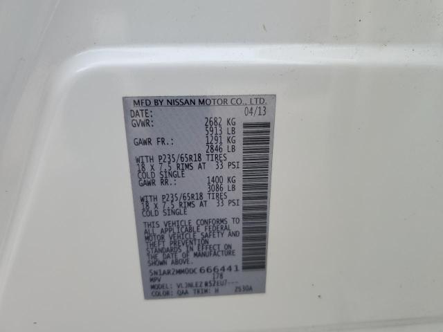 5N1AR2MM0DC666441 - 2013 NISS PATHFINDER S Weiß Foto 13