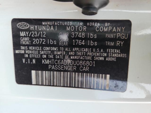 KMHTC6AD7DU086801 - 2013 HYUNDAI VELOSTER WHITE photo 12