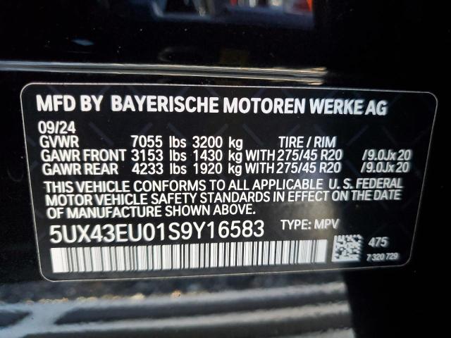 5UX43EU01S9Y16583 - 2025 BMW X5 XDRIVE50E BLACK photo 13