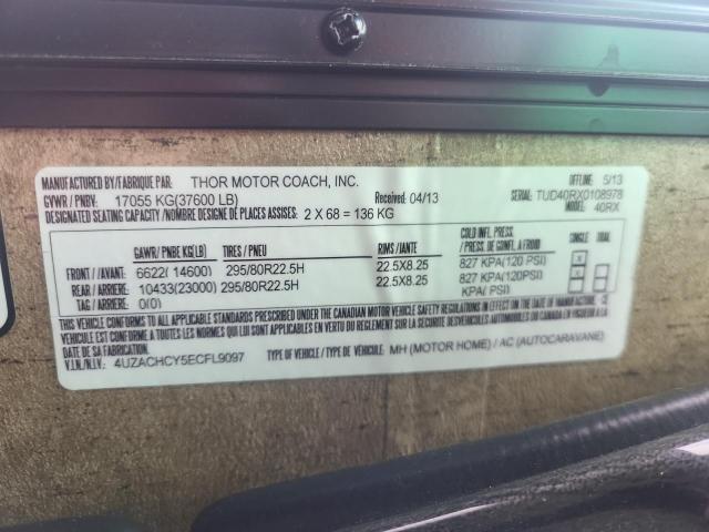 4UZACHCY5ECFL9097 - 2014 FREIGHTLINER CHASSIS XC შავი ფოტო 10