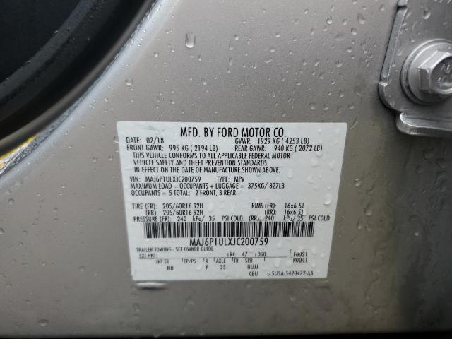 MAJ6P1ULXJC200759 - 2018 FORD ECOSPORT SE Күміс фото 13