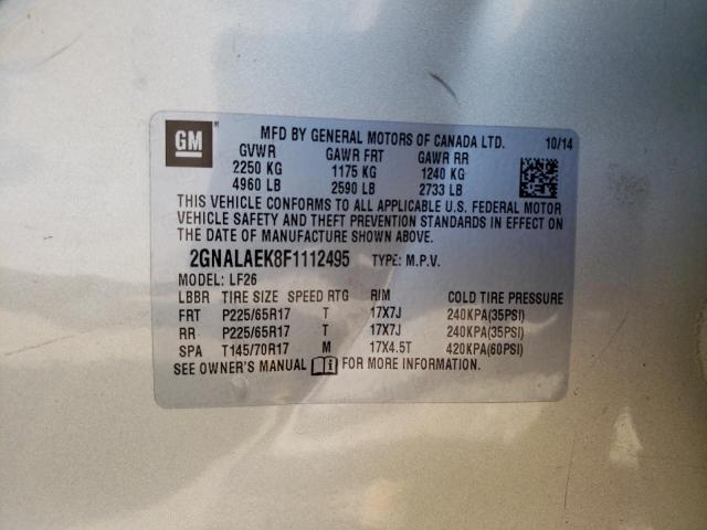 2GNALAEK8F1112495 - 2015 CHEVROLET EQUINOX LS BEIGE photo 13