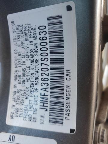 JHMFA36207S000630 - 2007 HONDA CIVIC HYBRID GRAY photo 13