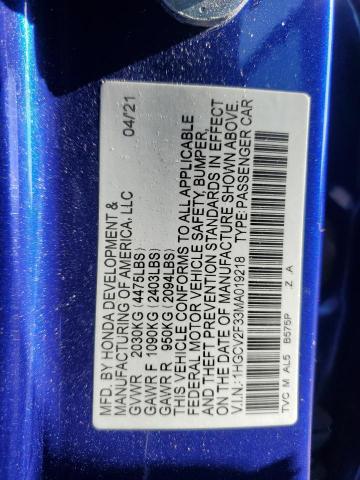 1HGCV2F33MA019218 - 2021 HONDA ACCORD SPORT BLUE photo 13