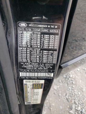 SALME15437A246039 - 2007 LAND ROVER RANGE ROVE HSE BLACK photo 13