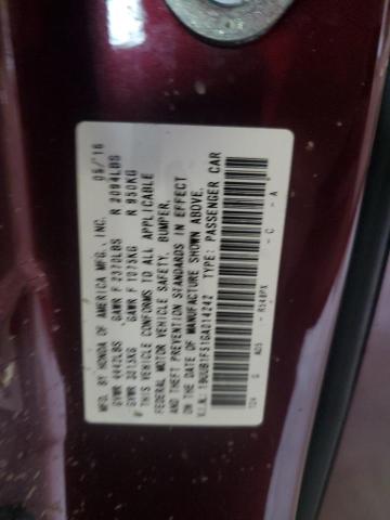 19UUB1F51GA014242 - 2016 ACURA TLX TECH BURGUNDY photo 13