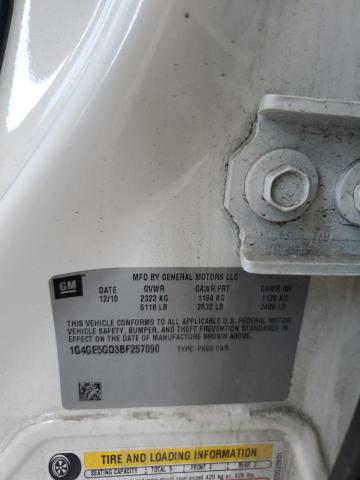 1G4GE5GD3BF257090 - 2011 BUICK LACROSSE CXS Білий фото 12