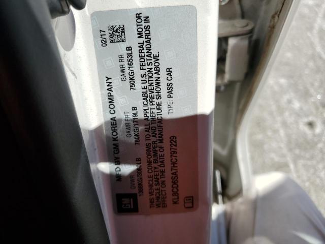 KL8CD6SA7HC797229 - 2017 CHEVROLET SPARK 1LT WHITE photo 12