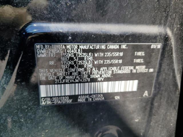 2T3JFREV4JW743978 - 2018 TOYOTA RAV4 SE შავი ფოტო 13