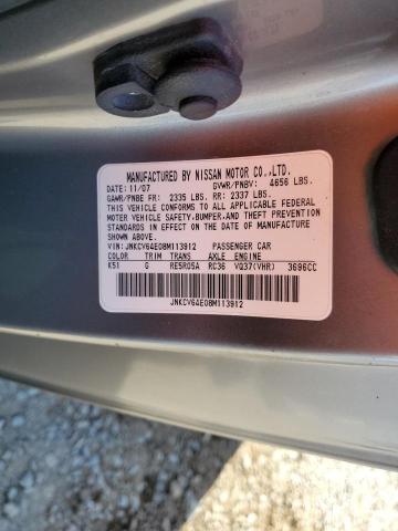 JNKCV64E08M113912 - 2008 INFINITI G37 BASE SILVER photo 12