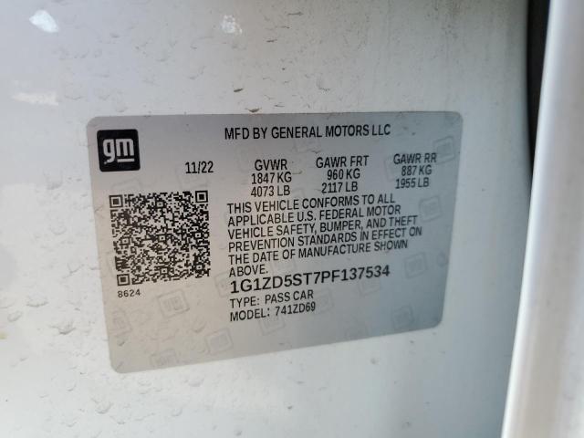 1G1ZD5ST7PF137534 - 2023 CHEVROLET MALIBU LT Blanc photo 12