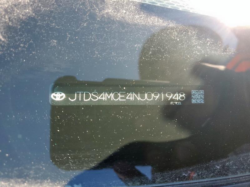 JTDS4MCE4NJ091948 - 2022 TOYOTA COROLLA SE შავი ფოტო 13