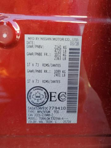 5N1AT2MV9JC779410 - 2018 NISSAN ROGUE S 红色 照片 13