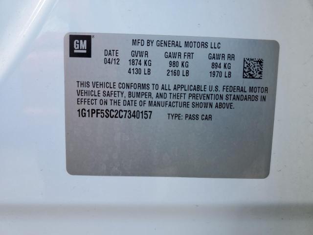 1G1PF5SC2C7340157 - 2012 CHEVROLET CRUZE LT Ақ фото 12