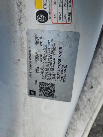 1G1FA1RS7K0153245 - 2019 CHEVROLET CAMARO LS WHITE photo 12