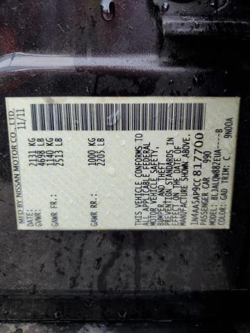 1N4AA5AP9CC817700 - 2012 NISSAN MAXIMA S BLACK photo 12