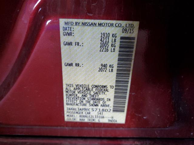 1N4AL3AP9FC571802 - 2015 NISSAN ALTIMA 2.5 栗色 照片 12