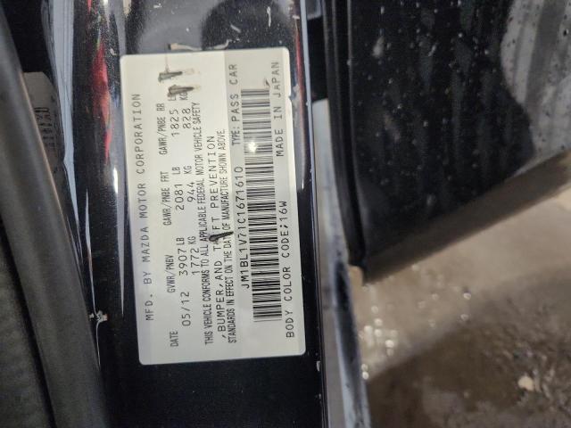 JM1BL1V71C1671610 - 2012 MAZDA 3 I BLACK photo 12