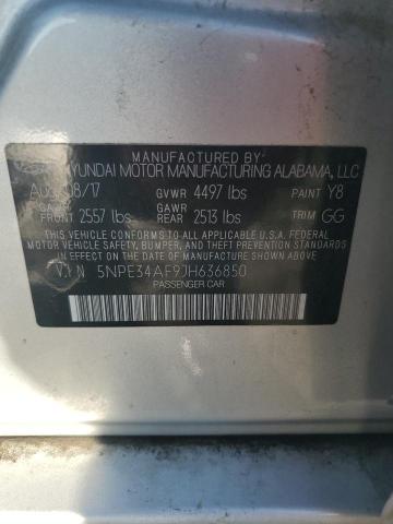 5NPE34AF9JH636850 - 2018 HYUNDAI SONATA SPORT 银色 照片 12