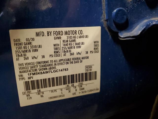 1FM5K8AW7LGC14783 - 2020 FORD EXPLORER POLICE INTERCEPTOR Niebieski zdjęcie 13