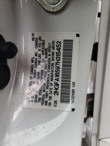 2HGFA16597H315452 - 2007 HONDA CIVIC LX Ağ foto 12