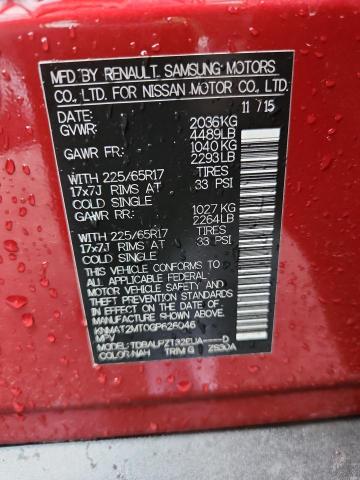 KNMAT2MT0GP626046 - 2016 NISSAN ROGUE S 红色 照片 13