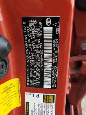 JTNK4RBE9K3001719 - 2019 TOYOTA COROLLA SE Kırmızı fotoğraf 12