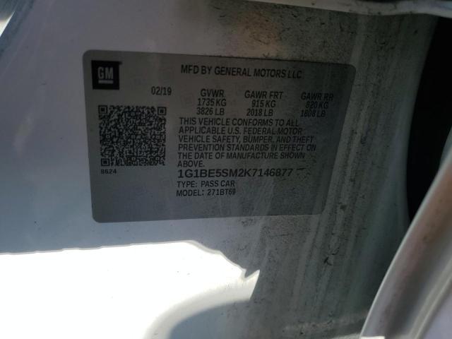 1G1BE5SM2K7146877 - 2019 CHEVROLET CRUZE LT Beyaz fotoğraf 12