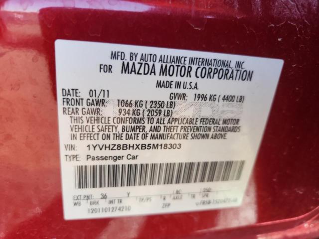 1YVHZ8BHXB5M18303 - 2011 MAZDA 6 I BURGUNDY photo 13