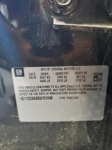 1G11C5SA2GU161248 - 2016 CHEVROLET MALIBU LIM LT BLACK photo 12