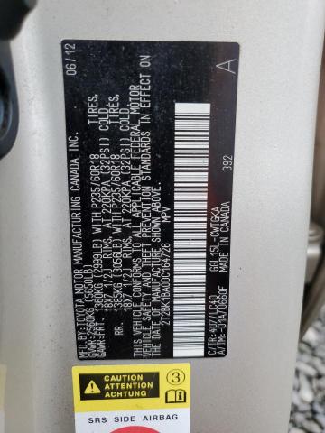 2T2BK1BA0DC164726 - 2013 LEXUS RX 350 BASE TAN photo 12