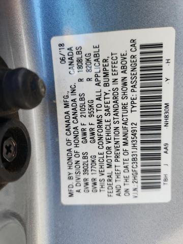 2HGFC3B31JH354912 - 2018 HONDA CIVIC EX Gümüş foto 12