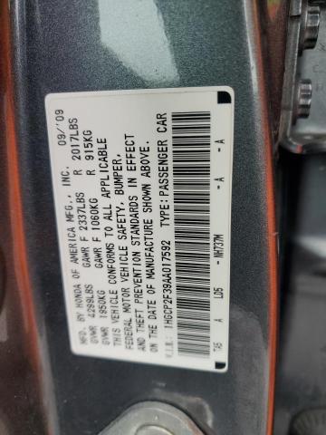 1HGCP2F39AA017592 - 2010 HONDA ACCORD LX ნაცრისფერი ფოტო 12