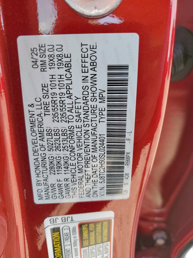 5J8TC2H50SL024401 - 2025 ACURA RDX TECHNOLOGY Czerwony zdjęcie 13