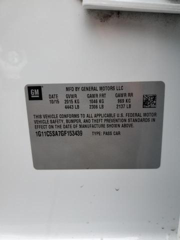 1G11C5SA7GF153439 - 2016 CHEVROLET MALIBU LIM LT 白色 照片 12