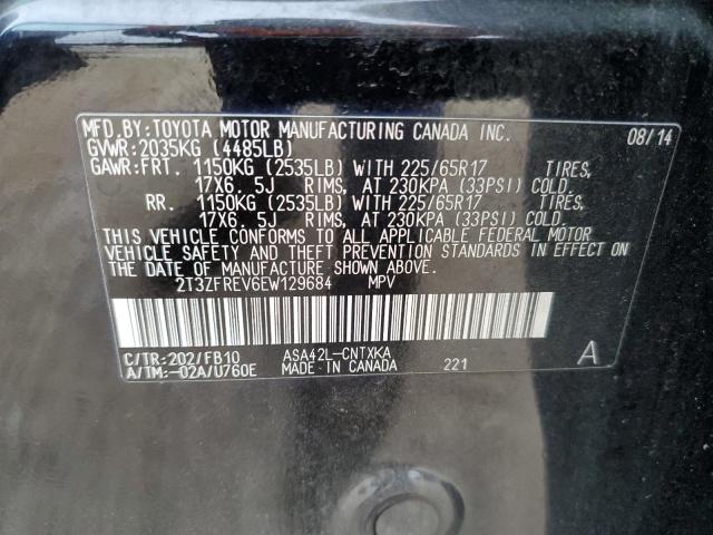 2T3ZFREV6EW129684 - 2014 TOYOTA RAV4 LE BLACK photo 13