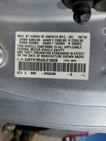 5J6YH18543L018838 - 2003 HONDA ELEMENT EX 银色 照片 12