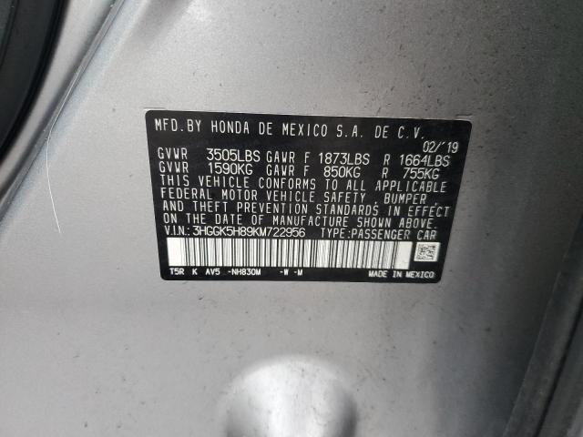 3HGGK5H89KM722956 - 2019 HONDA FIT EX Күміс фото 13