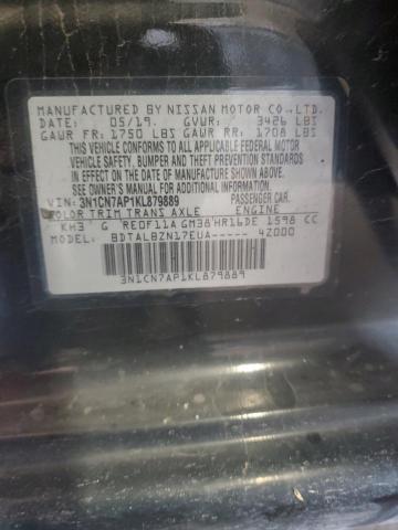 3N1CN7AP1KL879889 - 2019 NISSAN VERSA S Siyah fotoğraf 12