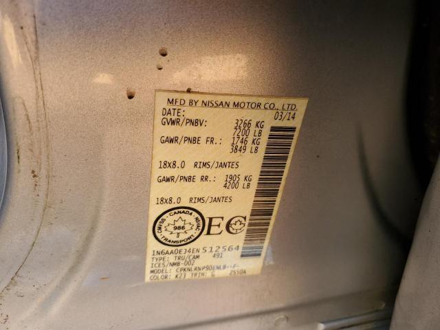 1N6AA0EJ4EN512564 - 2014 NISSAN TITAN S SILVER photo 12