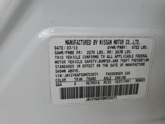 JN1CV6AP0DM723071 - 2013 INFINITI G37 BASE Ağ foto 12