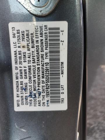 19XFB2F55DE239110 - 2013 HONDA CIVIC LX CHARCOAL photo 13