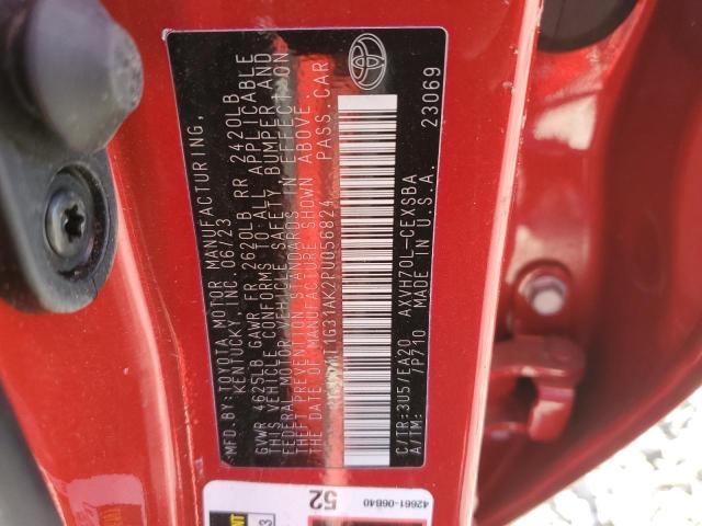 4T1G31AK2PU056824 - 2023 TOYOTA CAMRY SE NIGHT SHADE RED photo 12