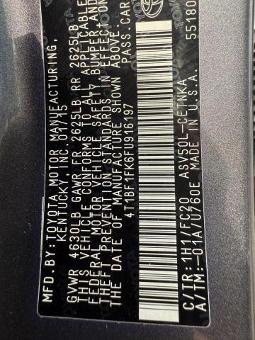 4T1BF1FK6FU916197 - 2015 TOYOTA CAMRY LE CHARCOAL photo 10