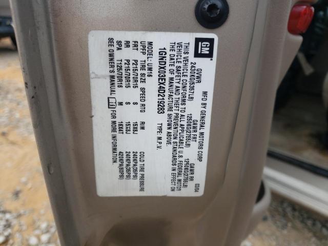 1GNDX03EX4D219283 - 2004 CHEVROLET VENTURE TAN photo 14