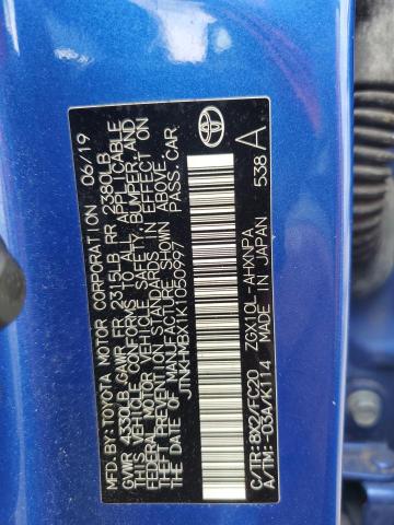 JTNKHMBX1K1050997 - 2019 TOYOTA C-HR XLE 蓝色 照片 13