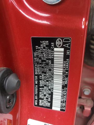 2T1BURHE2JC109598 - 2018 TOYOTA COROLLA L Կարմիր լուսանկար 12