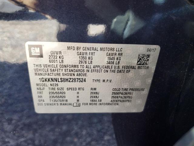 1GKKNNLS8HZ287524 - 2017 GMC ACADIA SLT-2 أزرق صورة 13