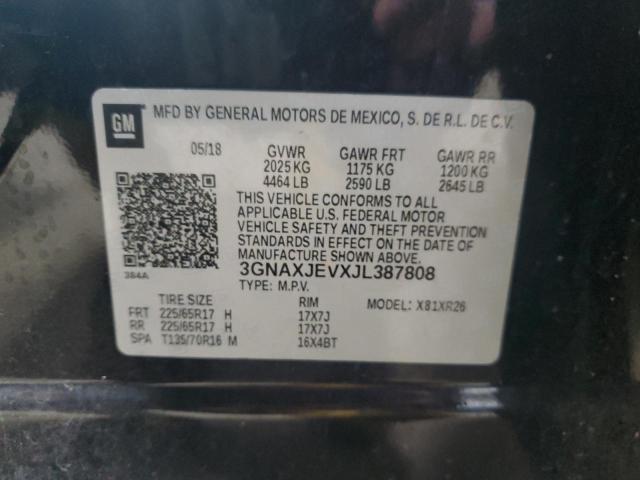 3GNAXJEVXJL387808 - 2018 CHEVROLET EQUINOX LT 黑色 照片 13