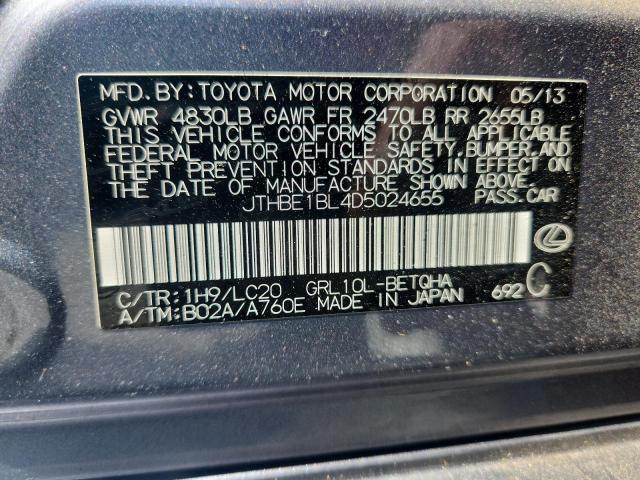 JTHBE1BL4D5024655 - 2013 LEXUS GS 350 ნაცრისფერი ფოტო 12